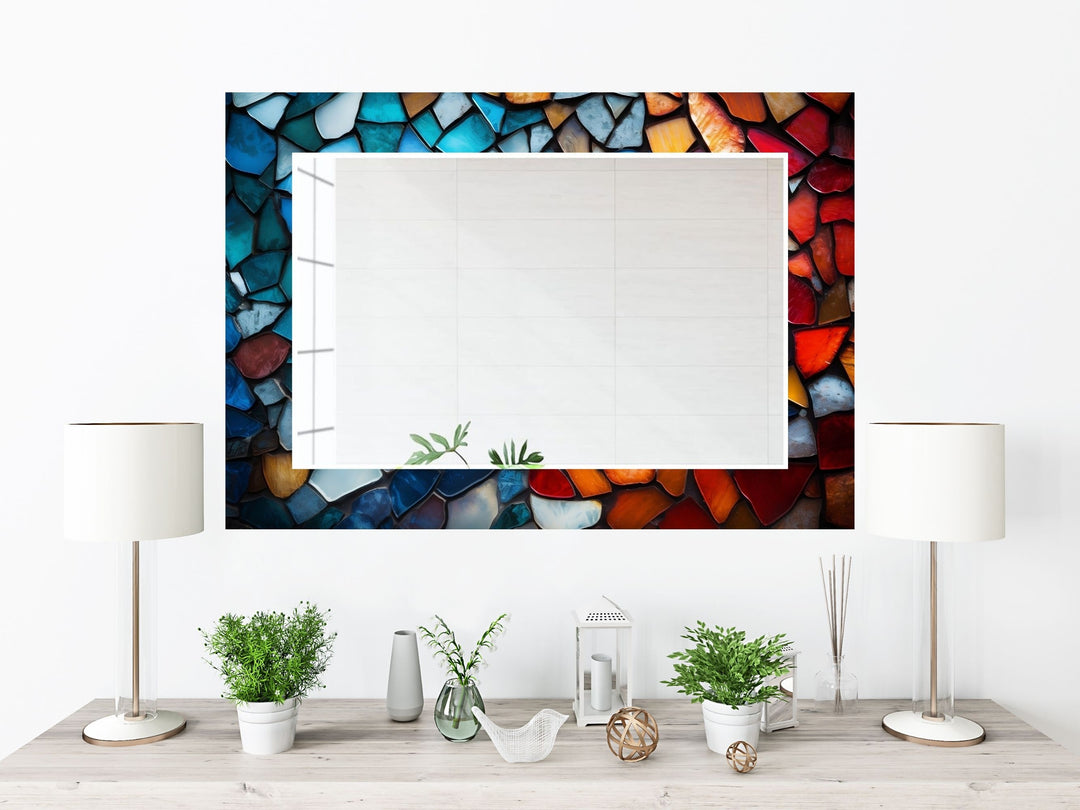 Abstract Stained Glass Pattern Wall Mirror-Home Office Wall Decoration