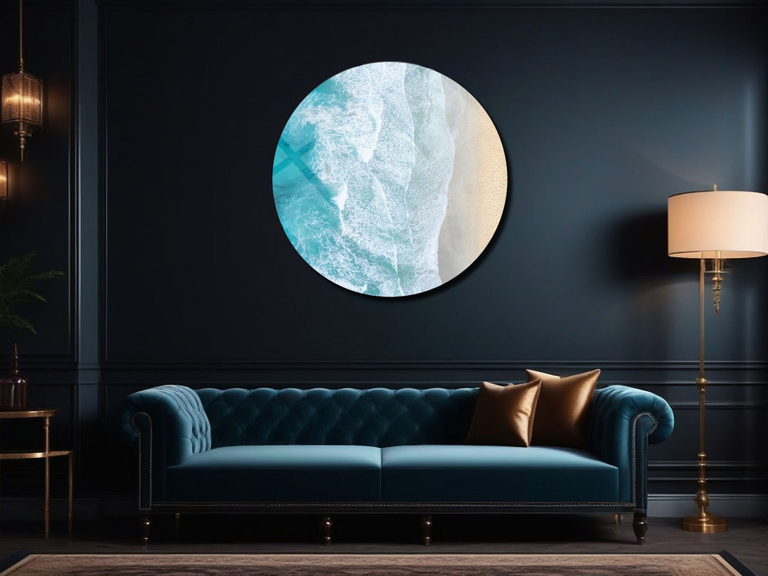 Blue Ocean&Sea Wave Wall Art Decor-Home&Office Glass Printing Wall Painting