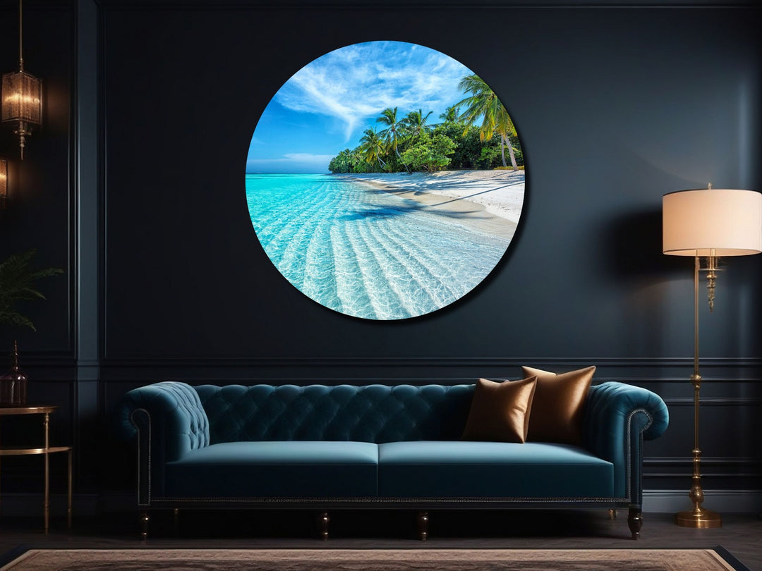 Blue Tropical Ocean Beach Wall Art Decor-Home&Office Glass Printing Wall Painting