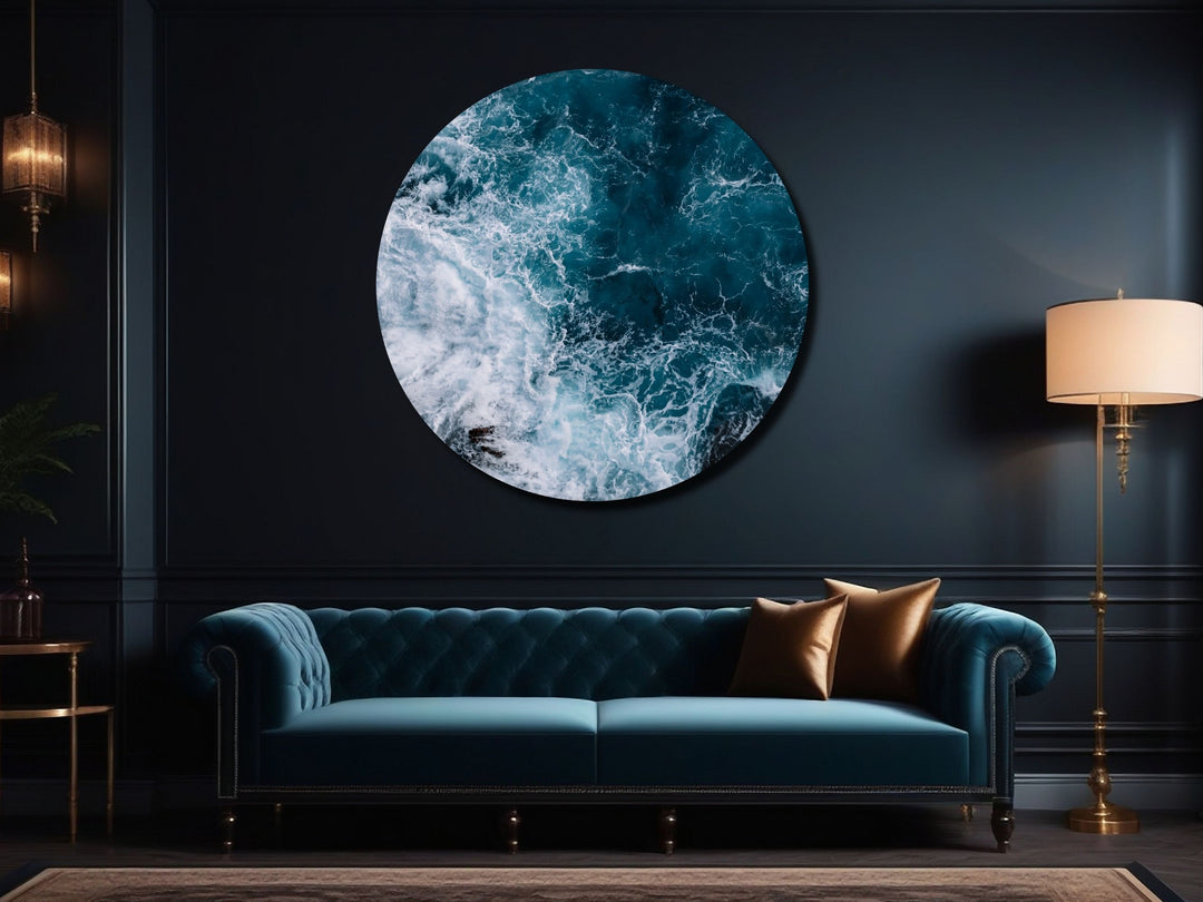 Blue Ocean Wave Wall Art Decor-Home&Office Glass Printing Wall Painting