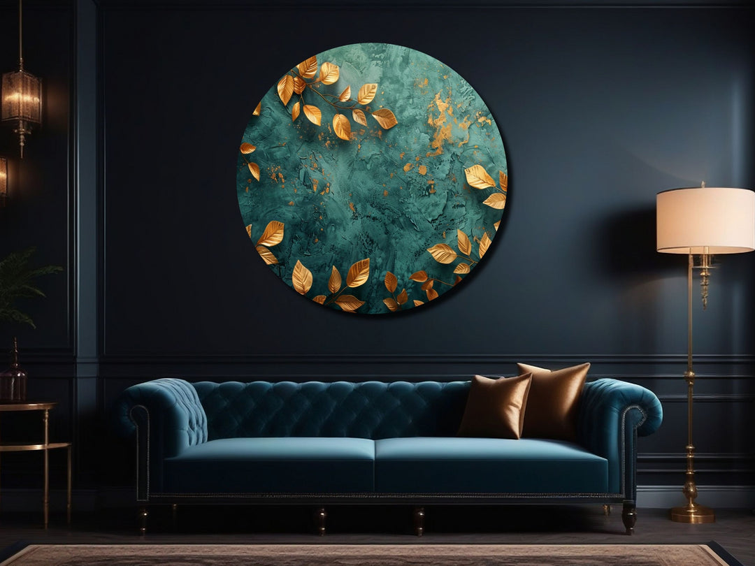 Abstract Gold Green Wall Art Decor-Home&Office Glass Printing Wall Painting