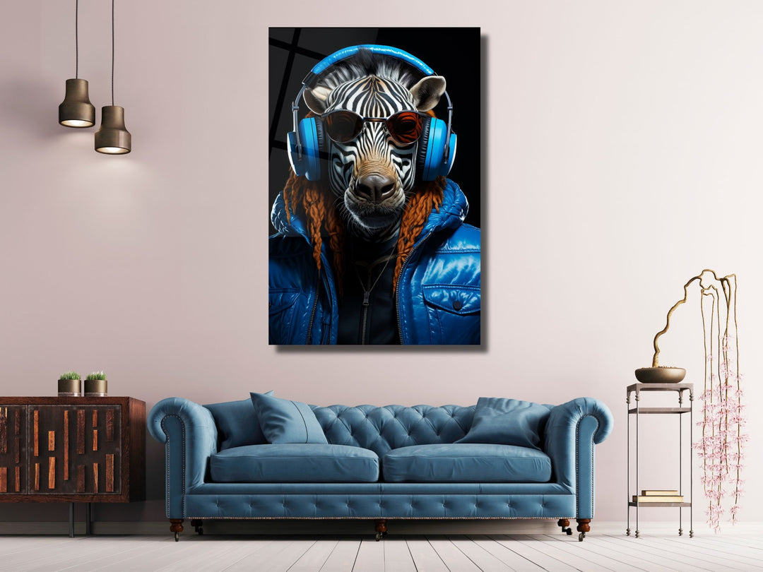 Zebra Tempered Glass Wall Art Decor-Home&Office Glass Printing Wall Painting