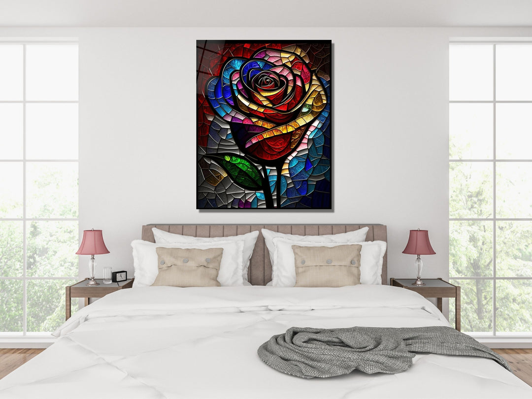 Stained Glass Rose Pattern Wall Art Window-Wall Painting Decor