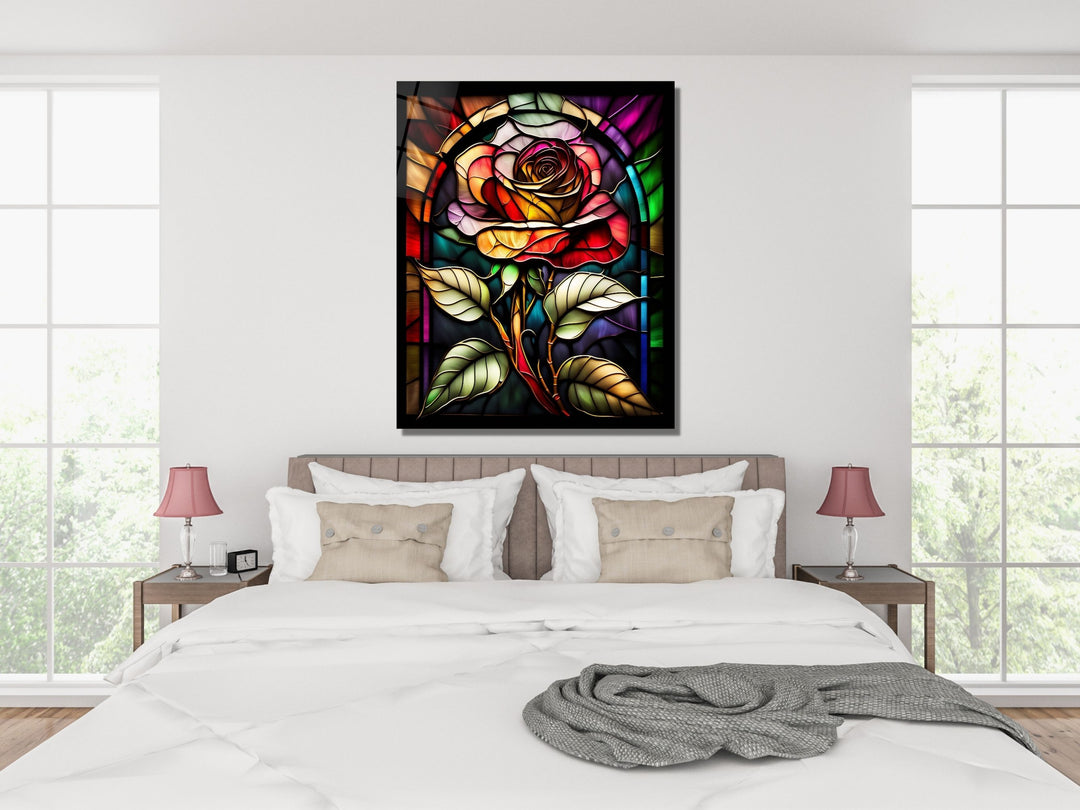 Stained Glass Rose Pattern Wall Art Window-Wall Painting Decor