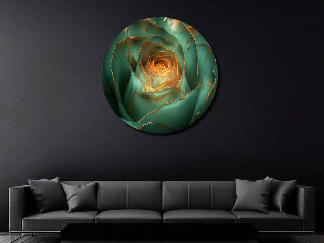 Abstract Gold Green Floral Wall Art Decor-Home&Office Glass Printing Wall Painting