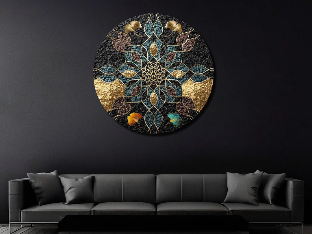 Abstract Blue Gold Wall Art Decor-Home&Office Glass Printing Wall Painting