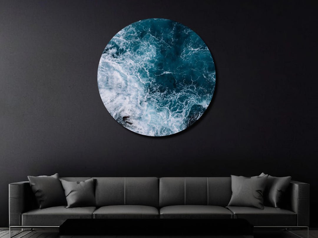 Blue Ocean Wave Wall Art Decor-Home&Office Glass Printing Wall Painting