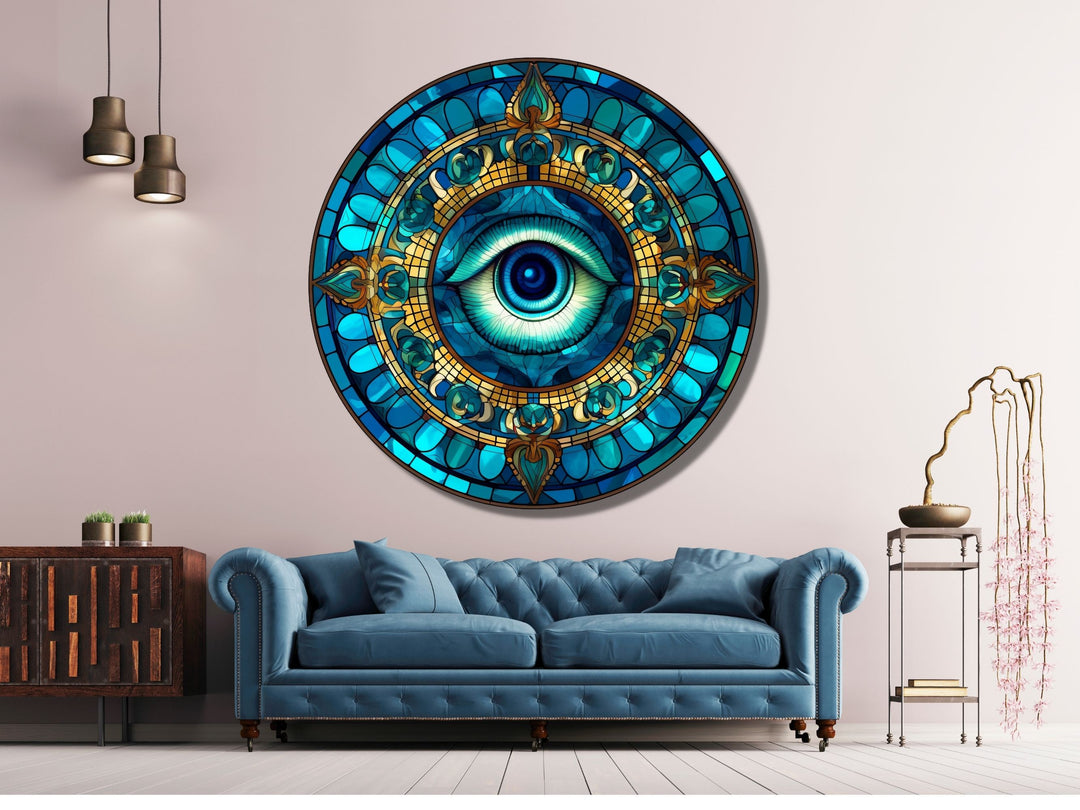 Round Evil Eye Glass Printing Wall Art-Home Office Wall Painting Decor