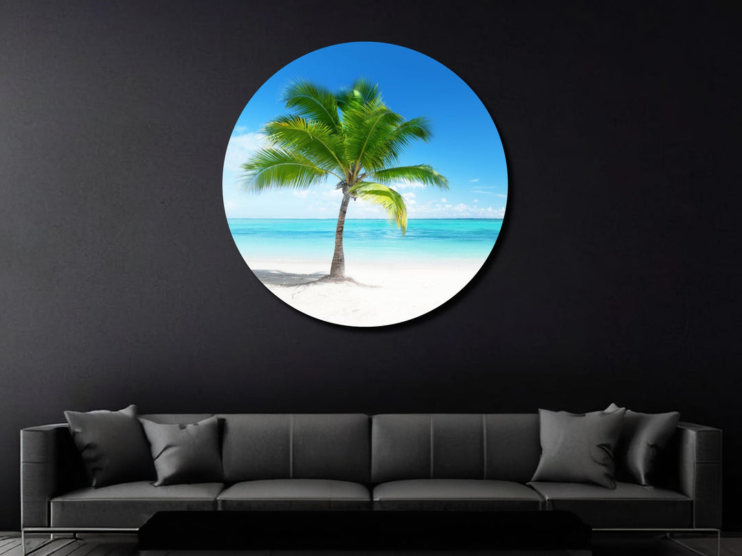 Blue Tropical Ocean Beach Wall Art Decor-Home&Office Glass Printing Wall Painting