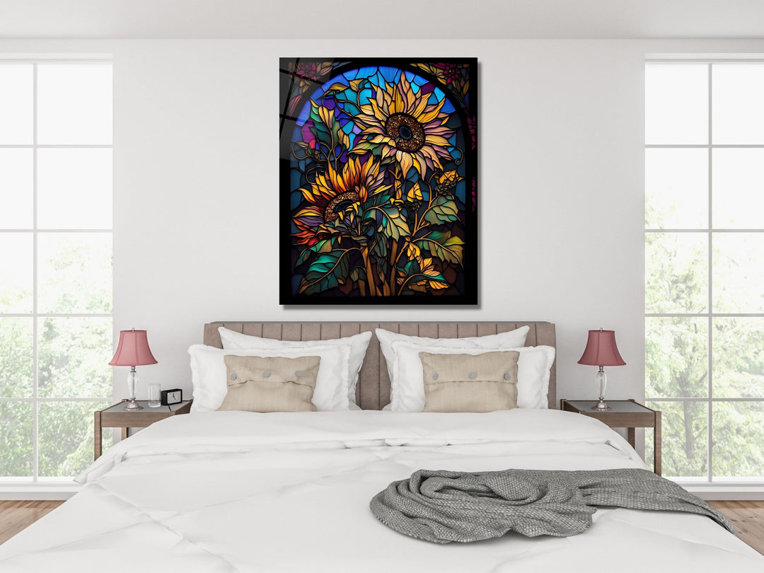 Stained Glass Sunflower Pattern Wall Art Window-Wall Painting Decor