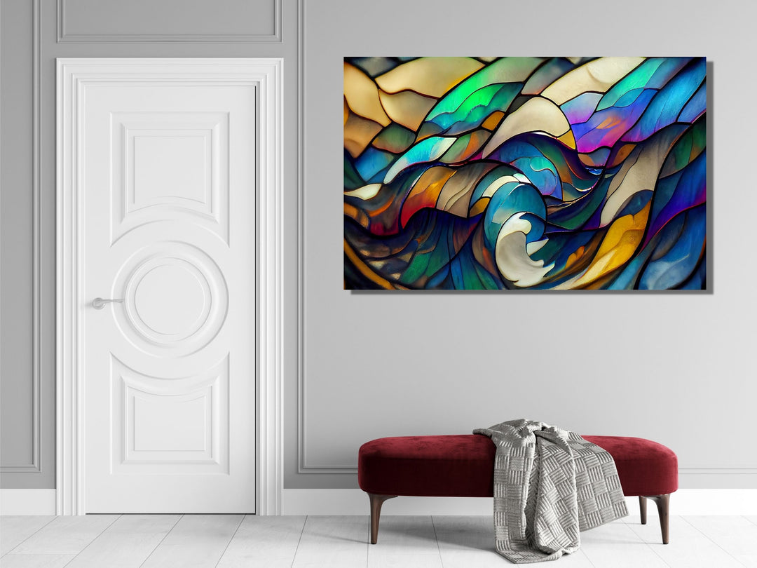 Abstract Glass Printing Wall Art-Home Office Glass Wall Painting Decor