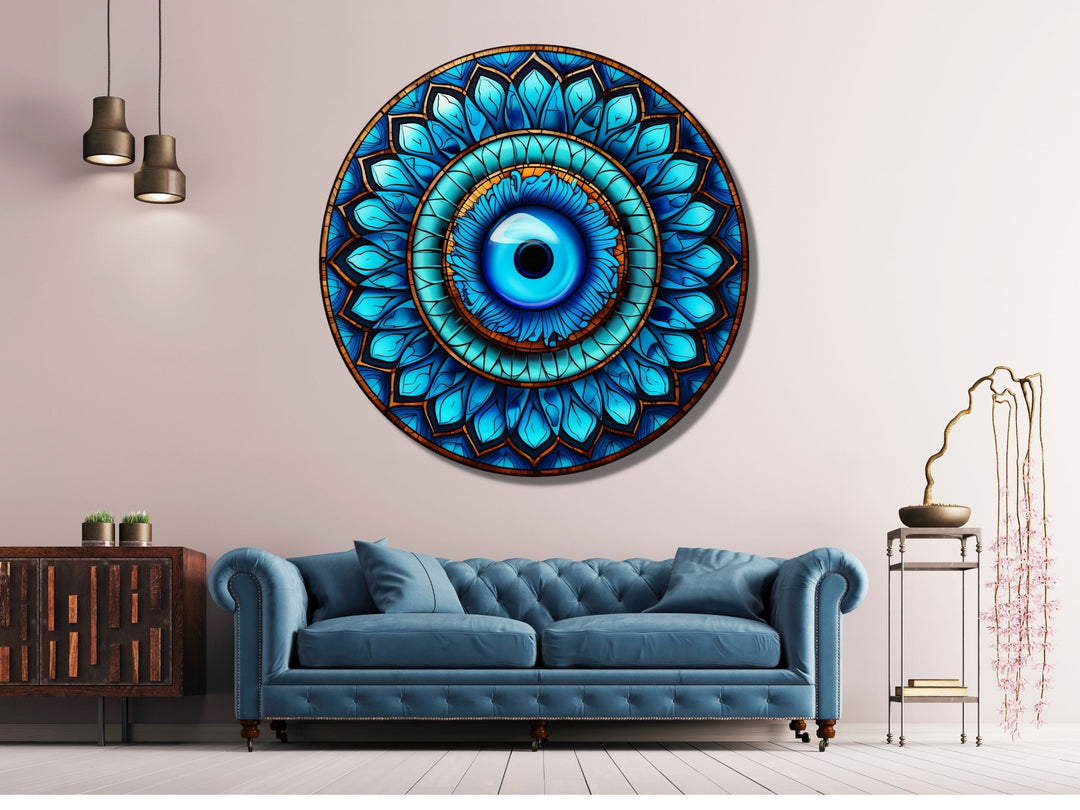 Round Evil Eye Glass Printing Wall Art-Home Office Wall Painting Decor