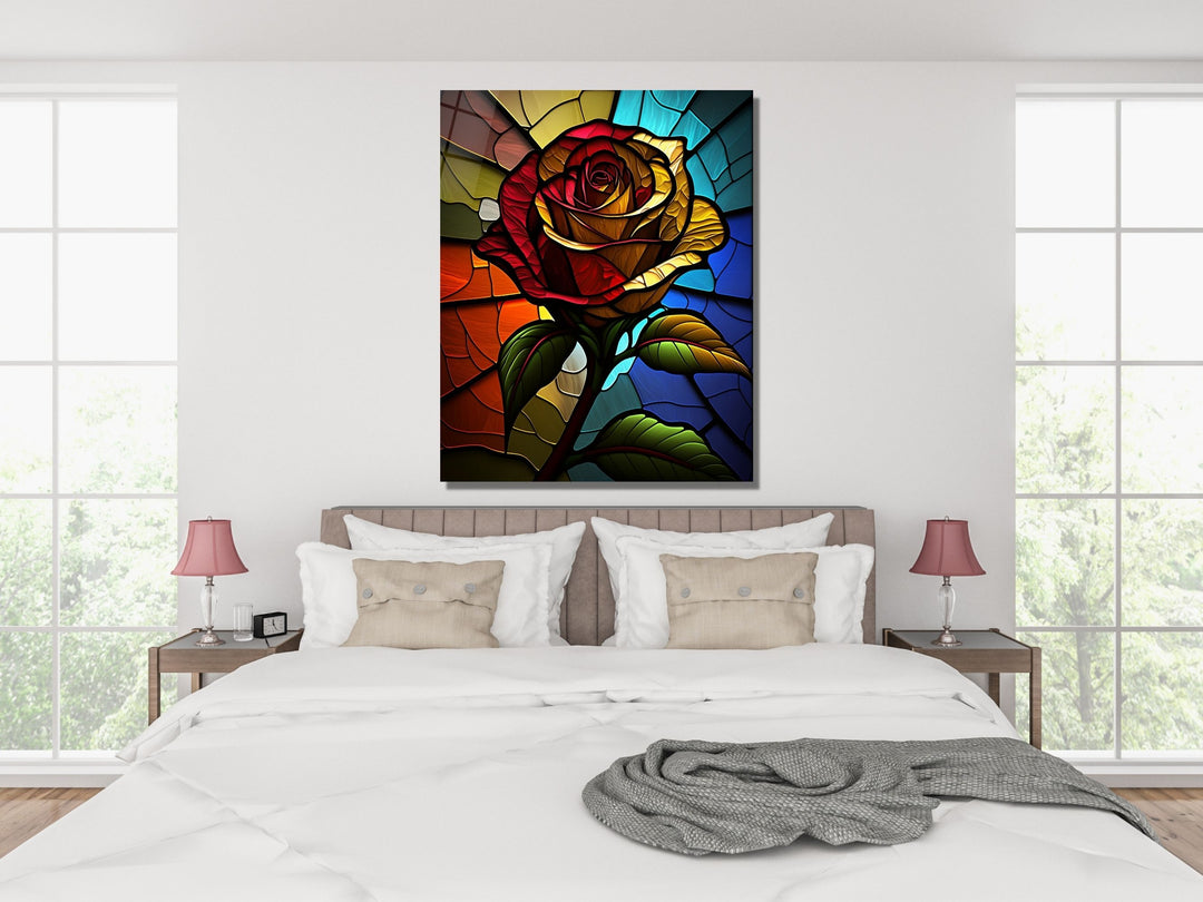 Stained Glass Rose Pattern Wall Art Window-Wall Painting Decor