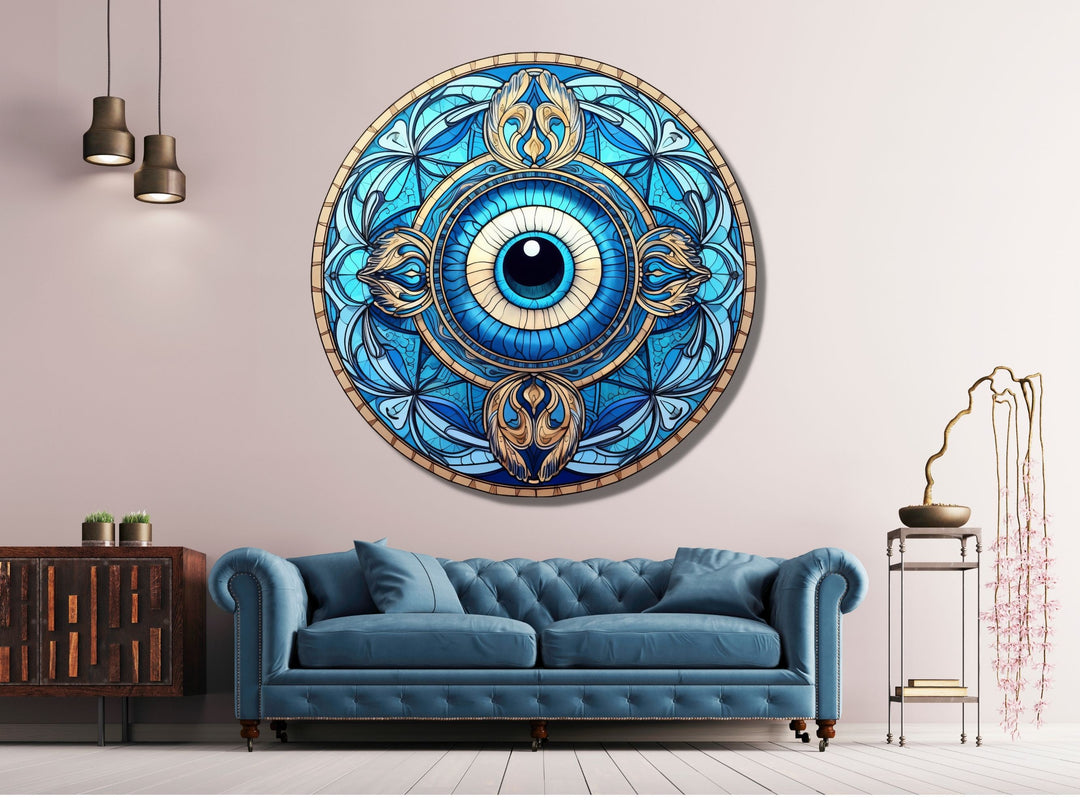 Round Evil Eye Glass Printing Wall Art-Home Office Wall Painting Decor