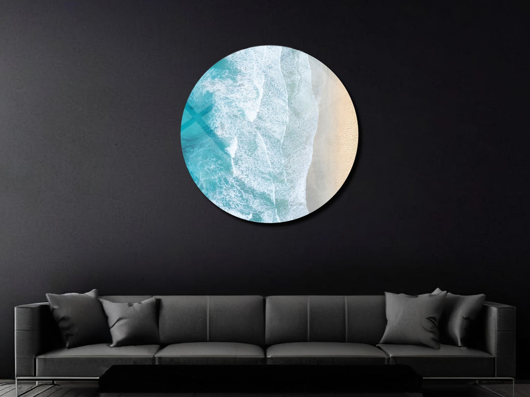 Blue Ocean&Sea Wave Wall Art Decor-Home&Office Glass Printing Wall Painting