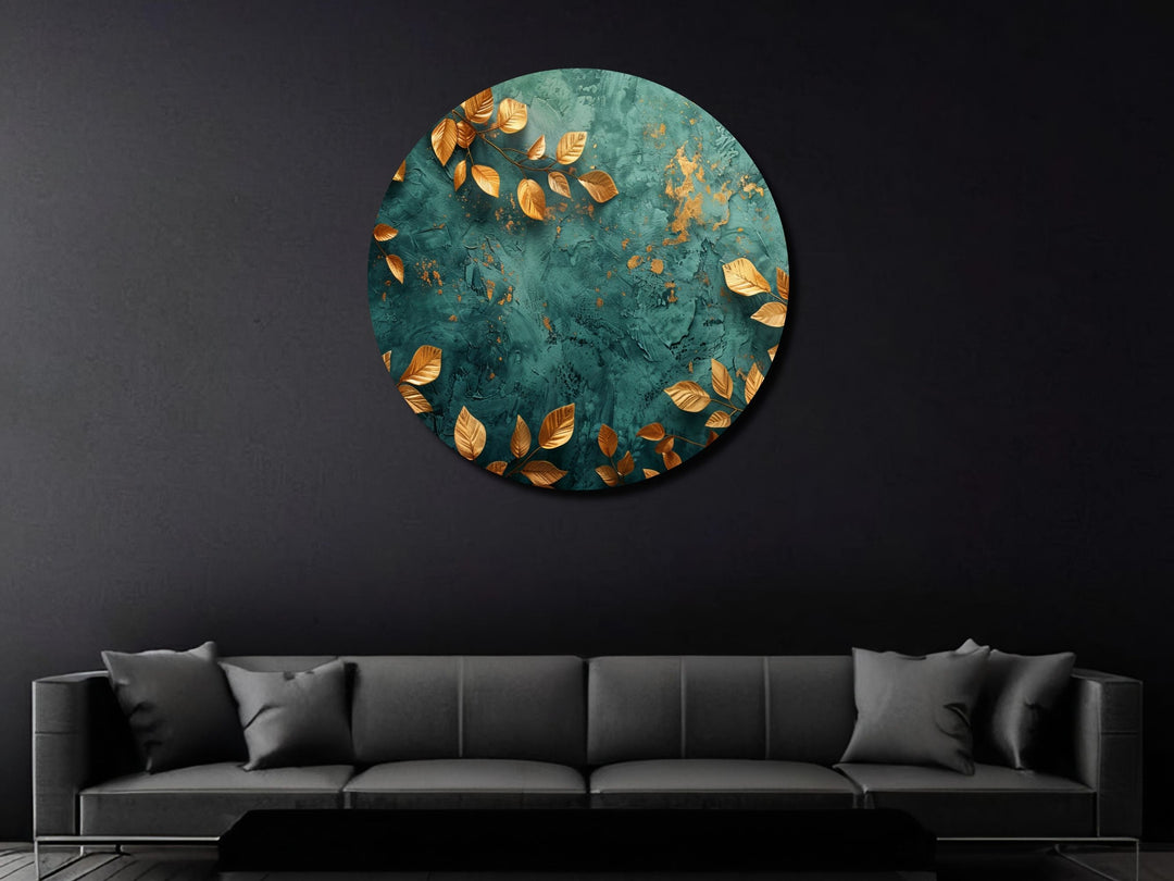 Abstract Gold Green Wall Art Decor-Home&Office Glass Printing Wall Painting