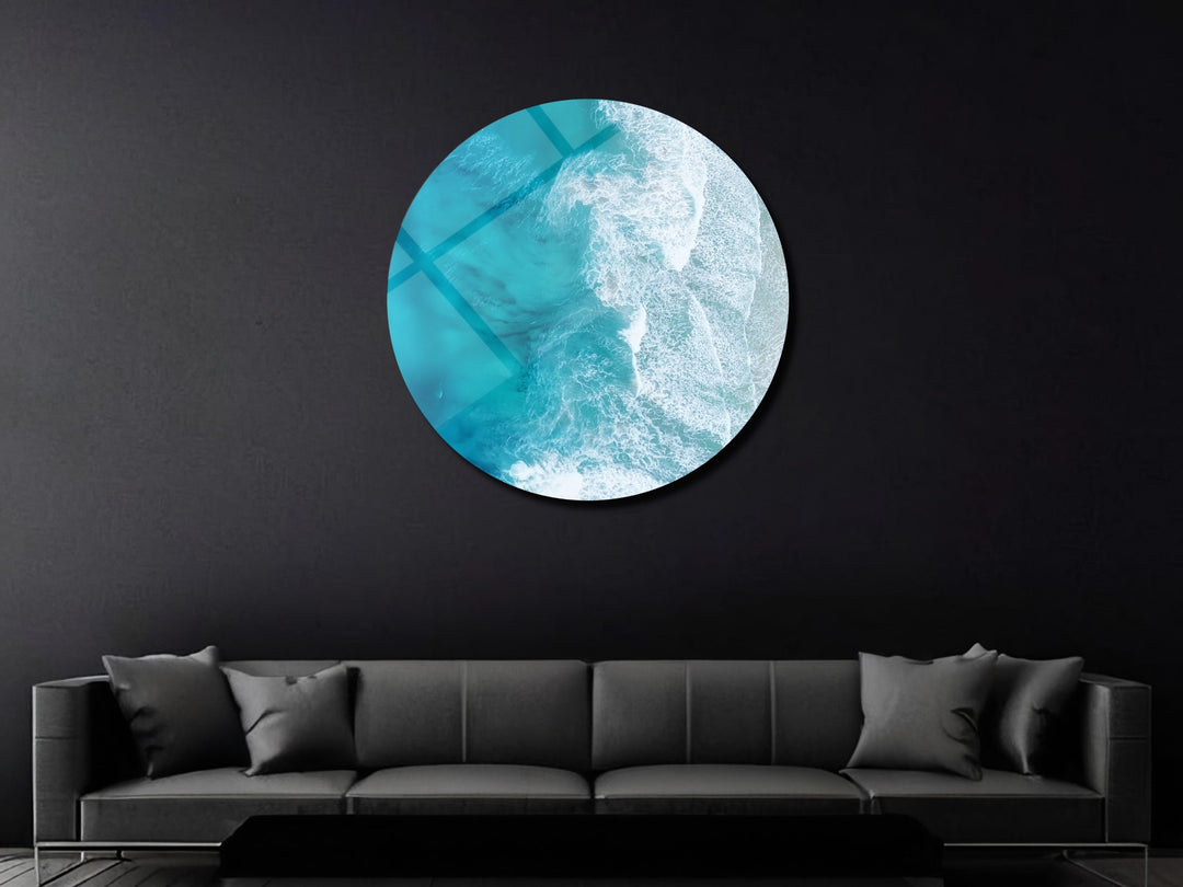 Blue Ocean Wave Wall Art Decor-Home&Office Glass Printing Wall Painting