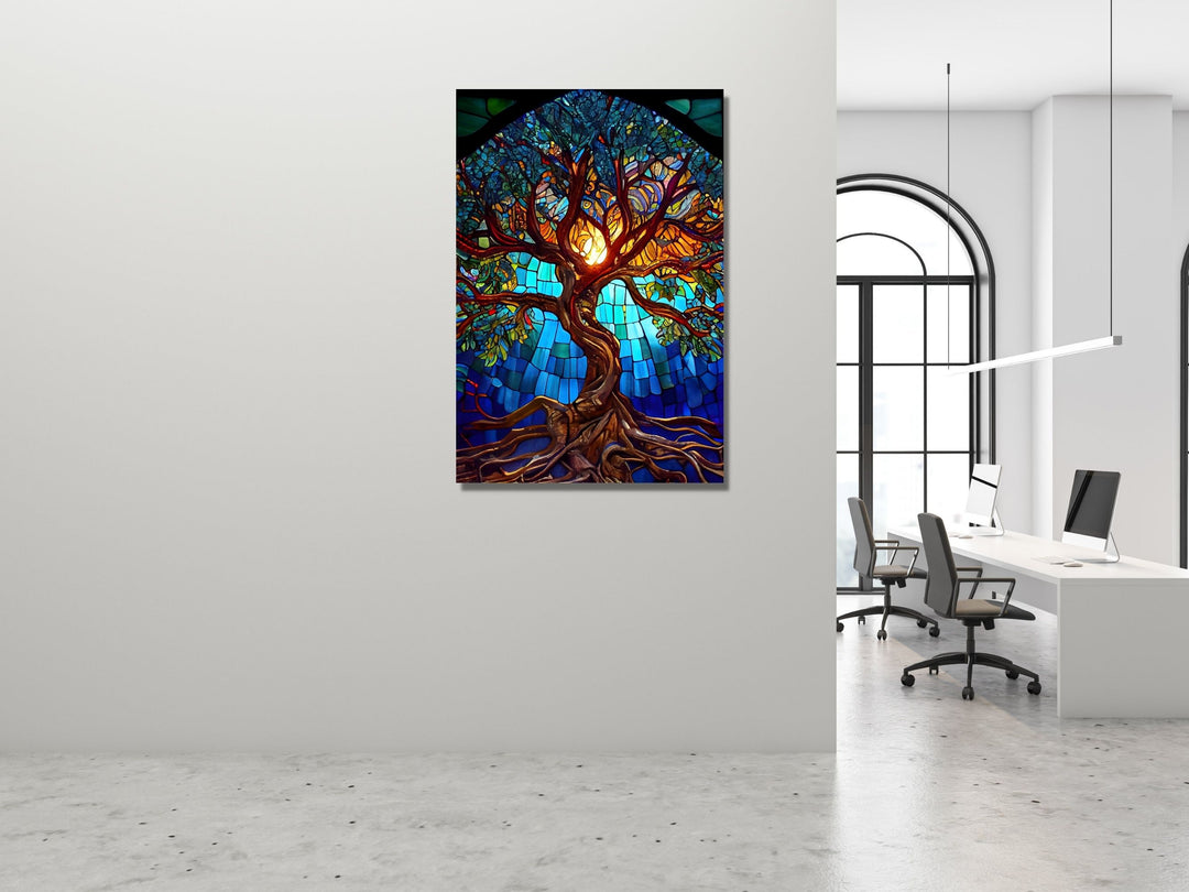 Stained Glass Wall Art Tree of Life Window-Wall Painting Decor