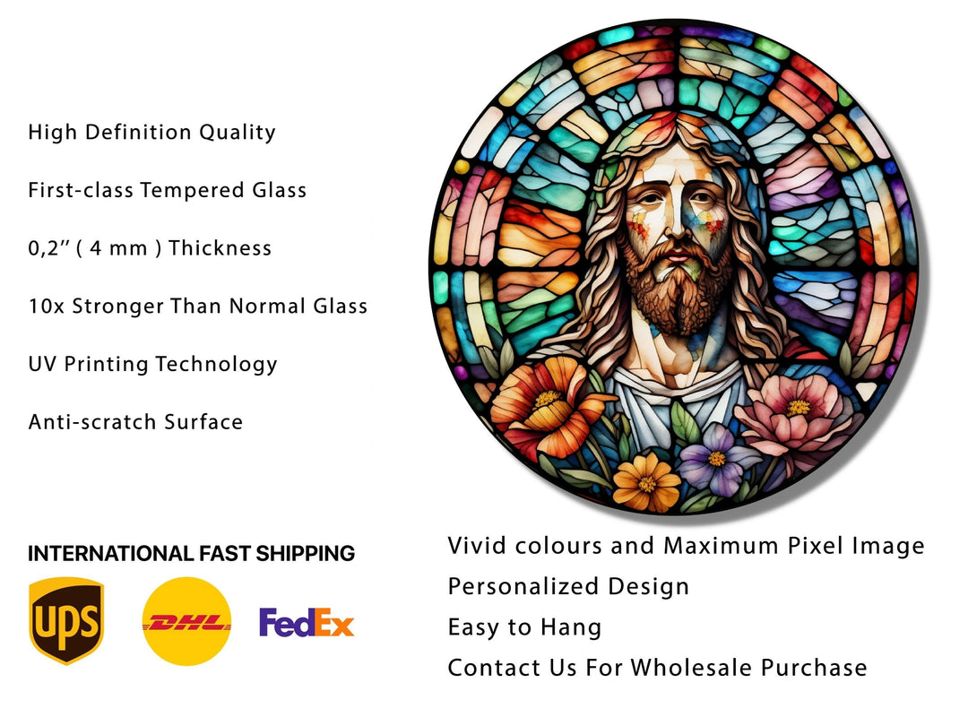 Stained Glass Jesus Christ Pattern Wall Art Window-Wall Painting Decor