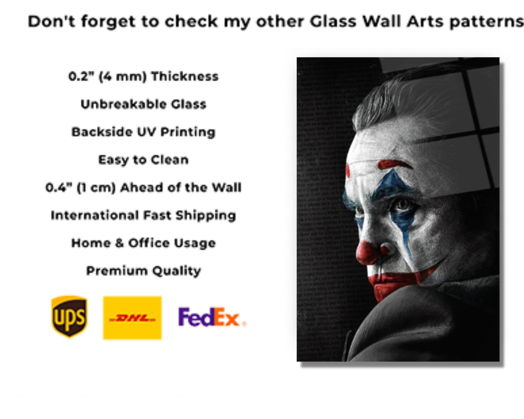 Joker Tempered Glass Printing Wall Art-Home Office Wall Painting Decoration