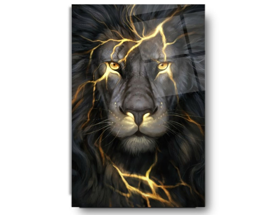 Lion Glass Printing Wall Art-Home Office Wall Painting Decoration